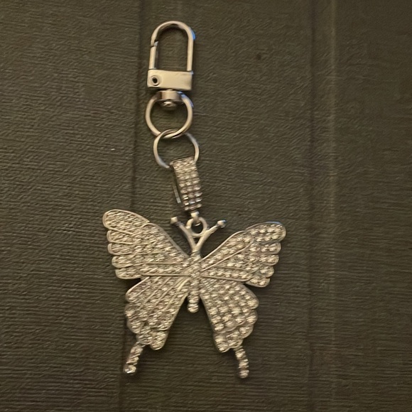 Silver Rhinestone Butterfly Keychain - Picture 2 of 2